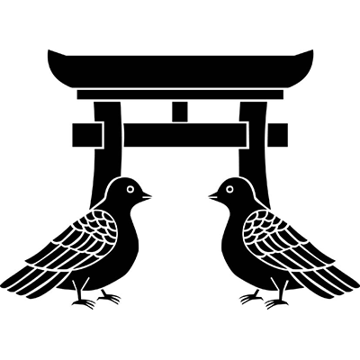 【鳩】鳥居に向かい鳩(2)